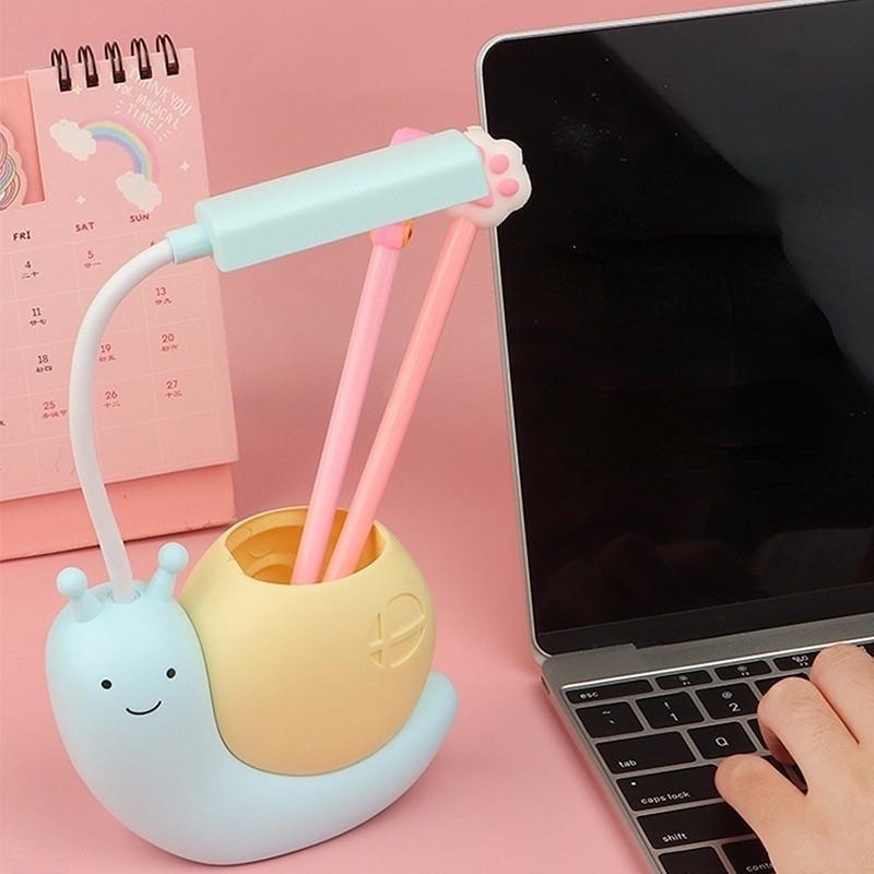 2-в-1 держатель для ручек с зарядкой в виде улитки, настольная лампа, складная защита для глаз от USB, ночник для спальни, ночник для чтения