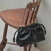 2024 Lambskin Pleated Black Drawstring Shoulder Bag with Gold Ball - Versatile Crossbody Backpack