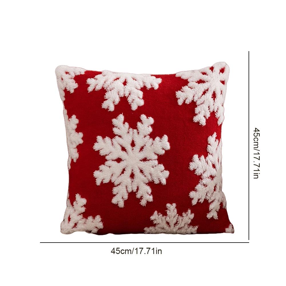 Christmas Cushion Cover Festival Pillow Case for Sofa Decor (Red Big Snowflake)