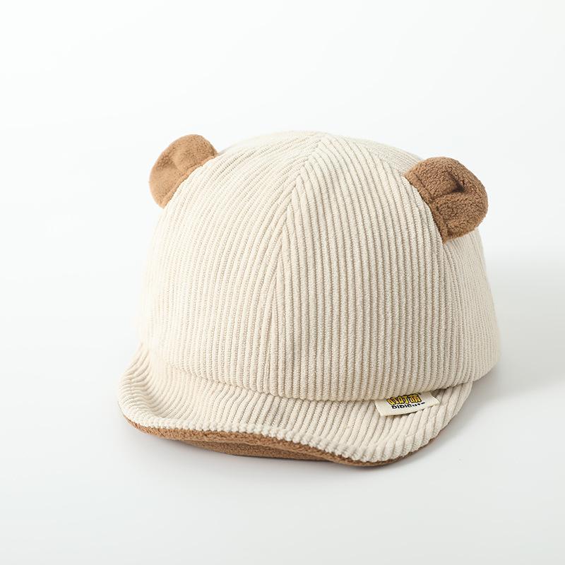 New Corduroy Baby Hat Solid Color Cute Bear Ear Adjustable Baseball Caps Newborn Toddler Boy Girl Sun Hats Winter Spring