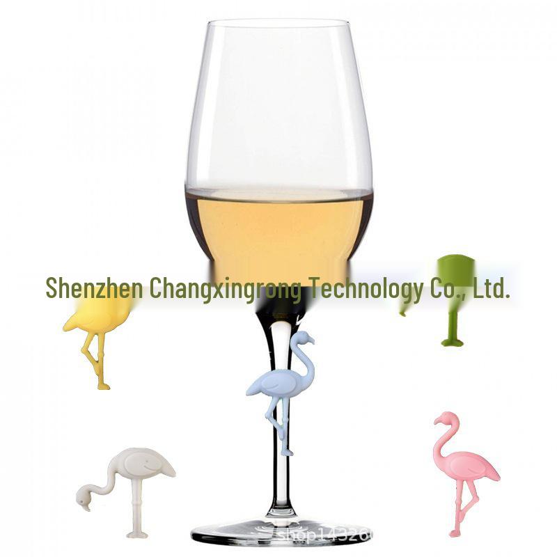 Силиконовые маркеры для бокалов в виде фламинго