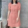 ZANZEA Женское летнее повседневное платье с квадратным воротником и коротким рукавом
