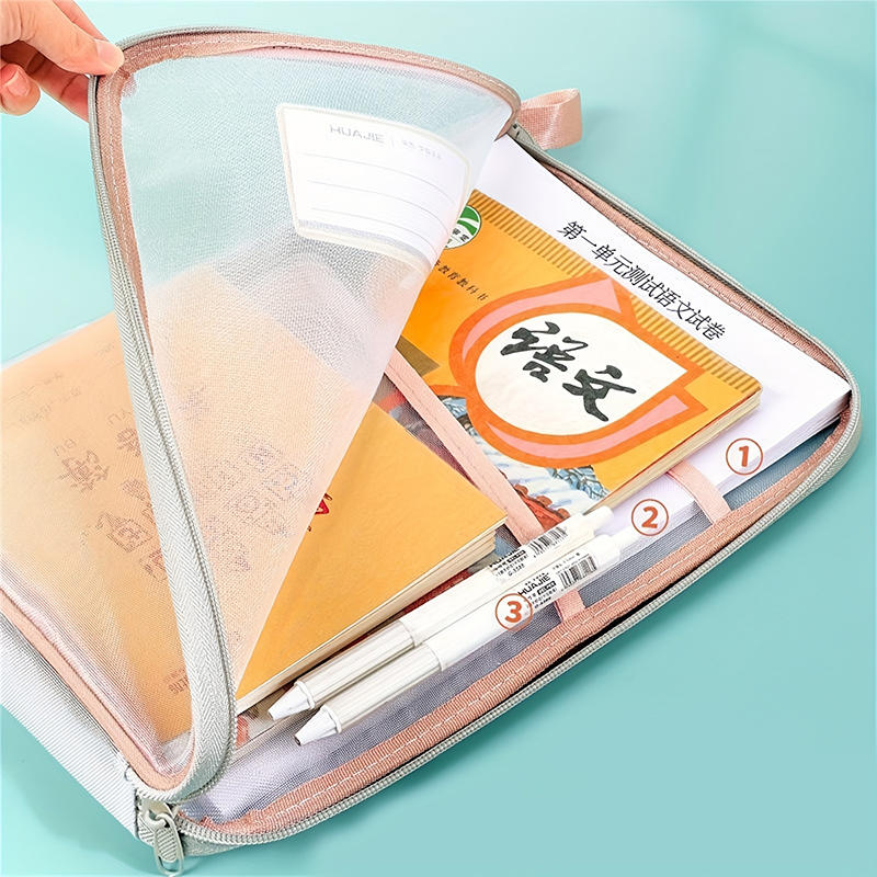 A4 Stationery Storage Bag Double-layer Mesh Zipper Bag Large Capacity Organizer Folders School Office Supplies Stationary Bag