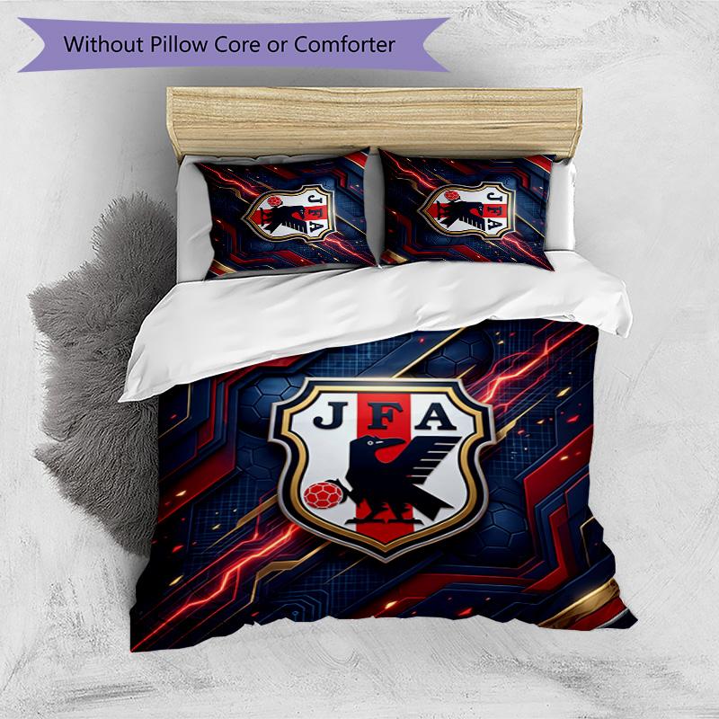 Japan Football Printed Bedding 3 Piece Set Cozy Breathable Bed Cover Set as Housewarming Holiday Gift