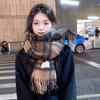 Retro fashionable brown leopard print scarf autumn and winter decoration with large version long scarf thickened warm shawl