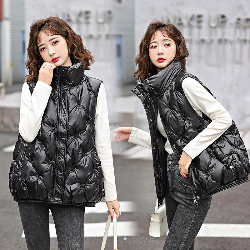 Осень-зима, однотонная утепленная верхняя одежда с хлопковой подкладкой, воротник-стойка, теплая куртка без рукавов, пальто, жилет для женщин