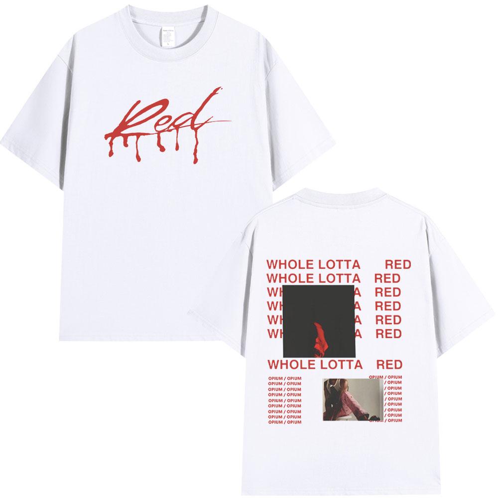Rapper Playboi Carti T Shirt Album Whole Lotta Red Opium Merch T Shirts Men Women Fashion Hip Hop Oversized T-shirt Streetwear
