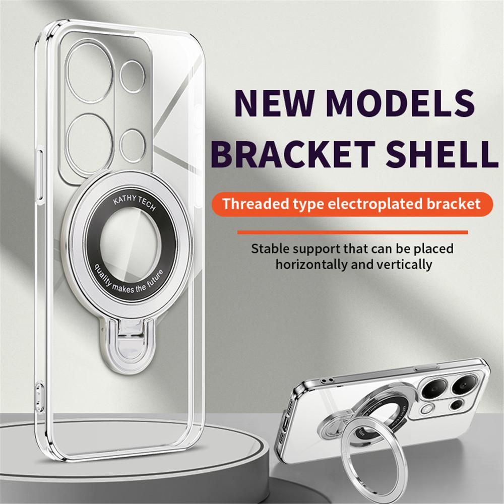 Redmi Note 14 Pro Luxury Clear Plating Magnetic Bracket Case For Xiaomi Redmi Note 13 Pro 5G 4G Note 13 Pro+ Plus Stand Cover