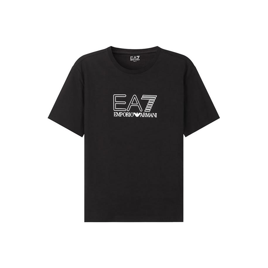Emporio Armani Мужская футболка Ea7 с круглым вырезом и логотипом-буквой SS22, Топы, Черный, 3LPT81-PJM9Z-1200