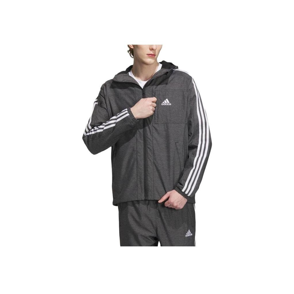 Adidas Куртка с капюшоном и полосатым принтом в виде букв, мужская куртка, черная IK7325