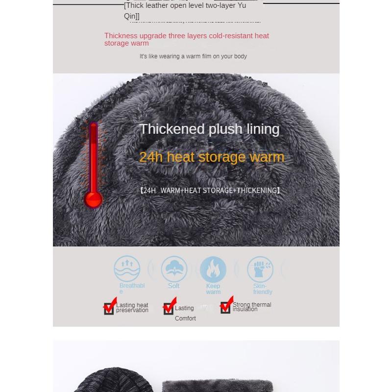 Зимняя шапка с рукавами и шарфом, комплект утолщенной шерстяной шапки на флисовой подкладке, мужская европейская и американская осенне-зимняя мужская вязаная шапка
