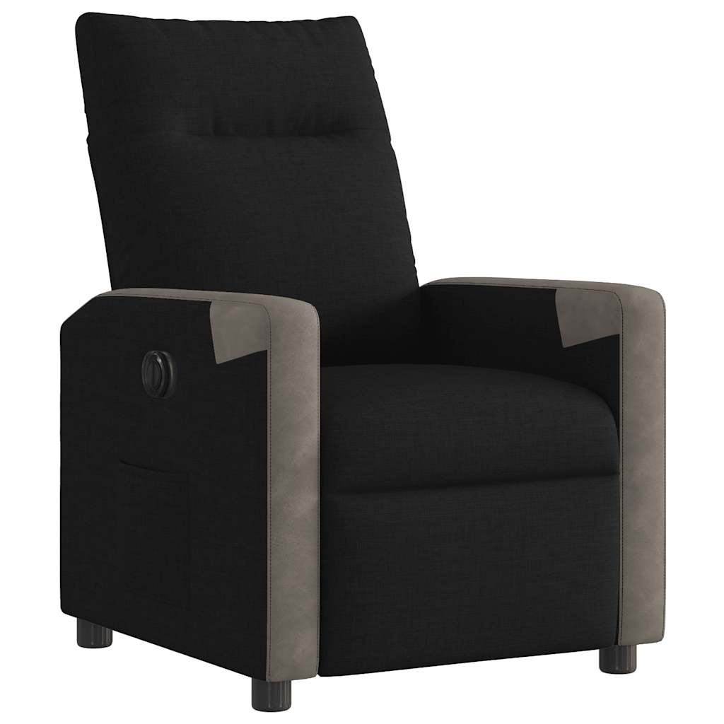 Electric Recliner Chair Black Fabric
