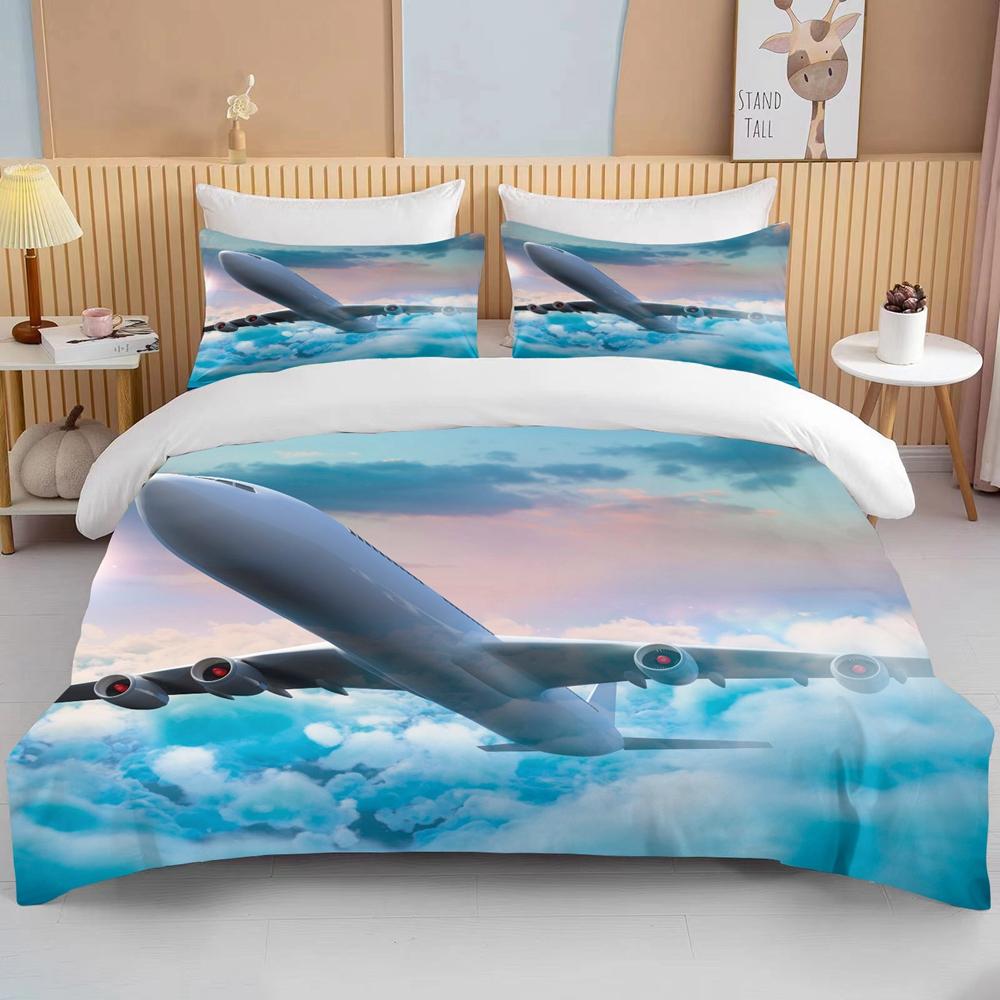 Fashion 3D Printed Airplane Plane Bedding Set Cartoon Duvet Covers With Pillowcases Soft Bedclothes Custom Bed Linen Drop Ship