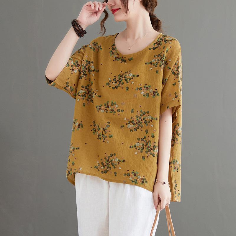 Женская летняя футболка большого размера с круглым вырезом и короткими рукавами, женский пуловер, рубашка Bata, топ для женщин