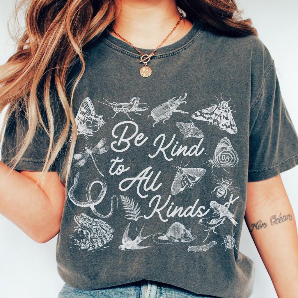 Comfort Colors Kindness Tee: Botanical Animal Print Shirt and kids tshirt