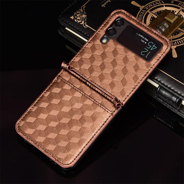 Противоскользящий кожаный чехол с карманом для карт для Samsung Galaxy Z Flip 3 Flip4 Flip 4 5g Flip3 без отпечатков пальцев