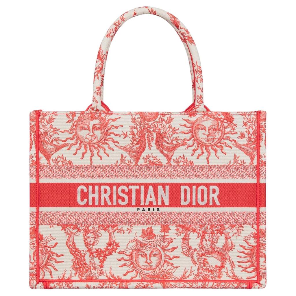 DIOR BookTote Embroidery Tote Bag, Shopping Bag, Handbag Medium Women's Coral M1296ZECQ-M68E
