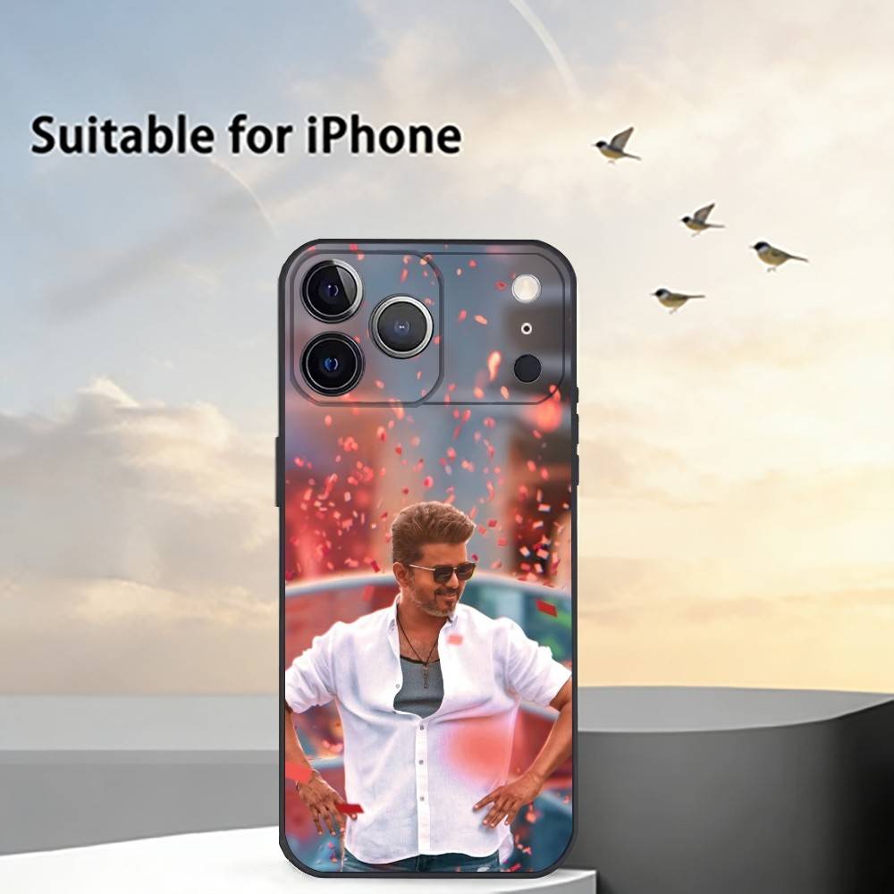 Чехол для телефона S-Singer Талапати Виджай для iPhone 17,16,15,14,13,12,11 Plus,Pro Max,XS,Мягкий силиконовый черный чехол