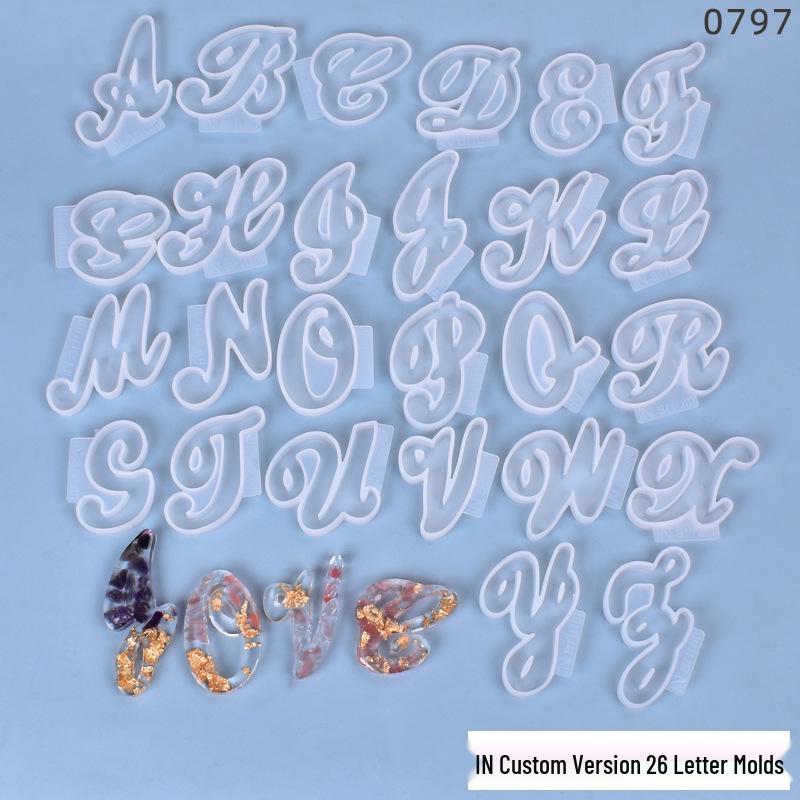 Crystal Resin Silicone Mold: 26 Irregular Letter Pendants for DIY Charms