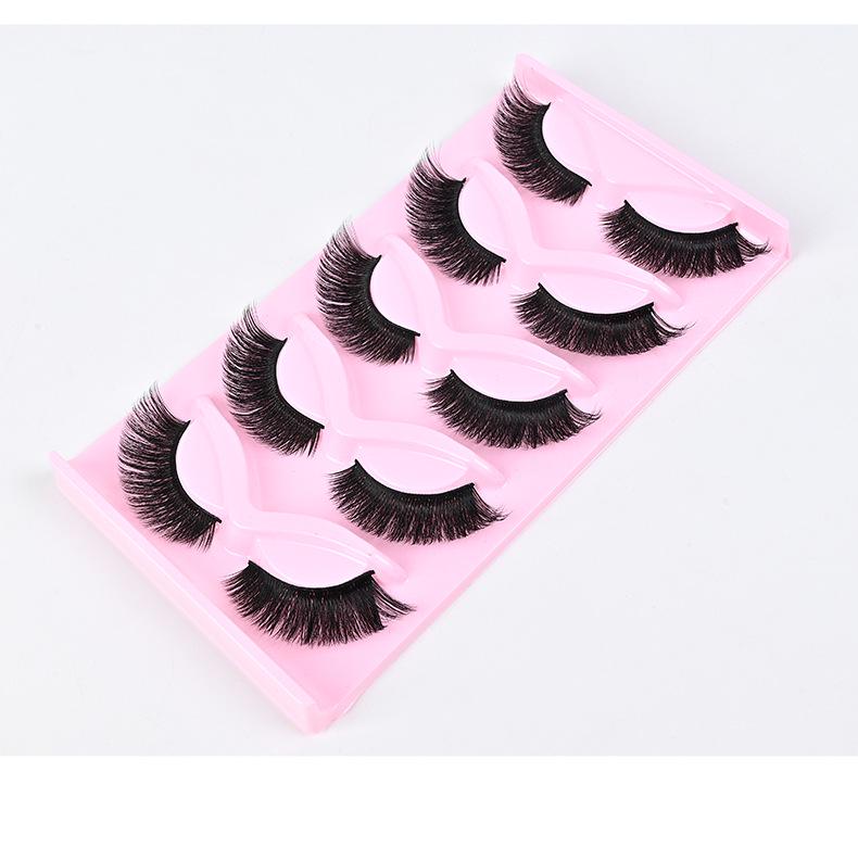 Натуральные самоклеящиеся накладные ресницы - 5 пар густых, длинных, отдельных ресниц для макияжа