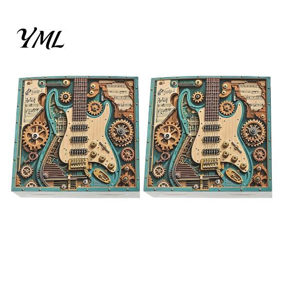 Hard Jigsaw Puzzles 1/2 Sets 1000Pcs Steampunk Guitar Art Puzzle, Gear Puzzle Adults Challenge Game, Educatoional Musical Instrument Toy for
