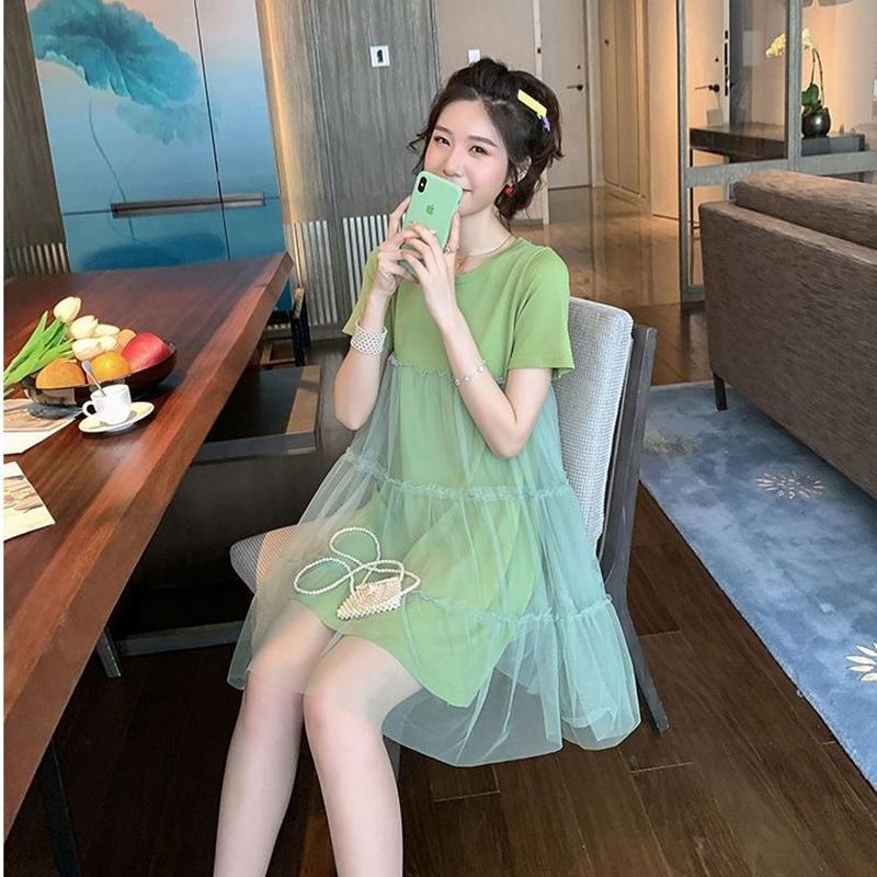 Summer Dress Loose Thin Short-sleeved Top Mid-length Summer Dress