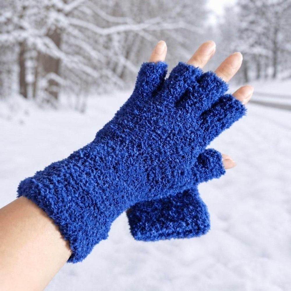 Thicken Plush Fingerless Gloves Coral Fleece Writing Gloves Warm Winter Warm Gloves Outdoor