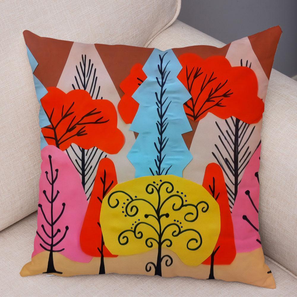 Абстрактное искусство, декоративная наволочка с геометрическим растением, деревом, цветком, диван, домашняя автомобильная наволочка