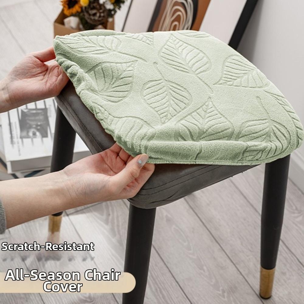Breathable Dining Chair Cover Elastic Stool Cover Solid Color Chair Protective Cover Home
