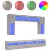 8 piece TV wall unit with LED lights Grey Sonoma