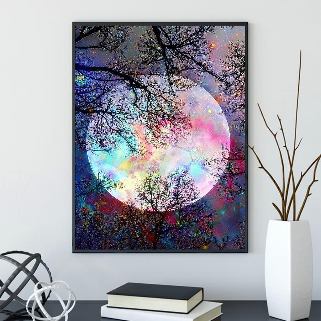 5D Diy Алмазная картина Красочное пространство под луной Набор для вышивки крестом Полная алмазная вышивка Мозаика Художественная картина Стразы Декор Подарок