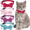 1PC Cute Pet Suede Bow Tie Collar with Bell Breakaway Adjustable Solid Color Safety Collar for Kitten Puppy