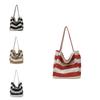 Canvas Large Capacity Bag With Stripes For Casual Daily Use