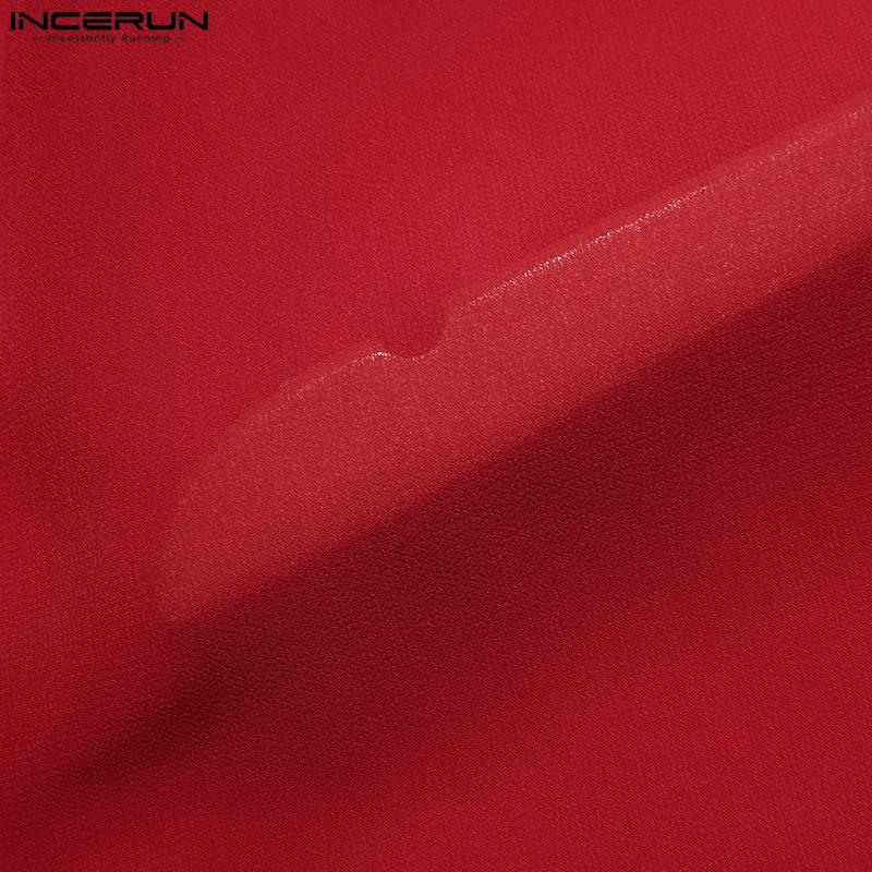 INCERUN Мужские рубашки с длинным рукавом на пуговицах и прозрачными кисточками, топы для вечеринок