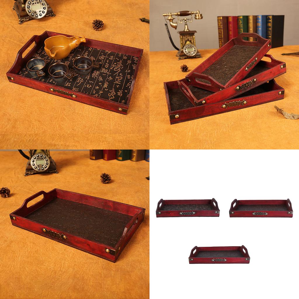 Rectangular Wooden Tea Tray with Carving Deisgn For Chinese Kung Fu Tea Cups And Food Display Home Decor Table Accessory