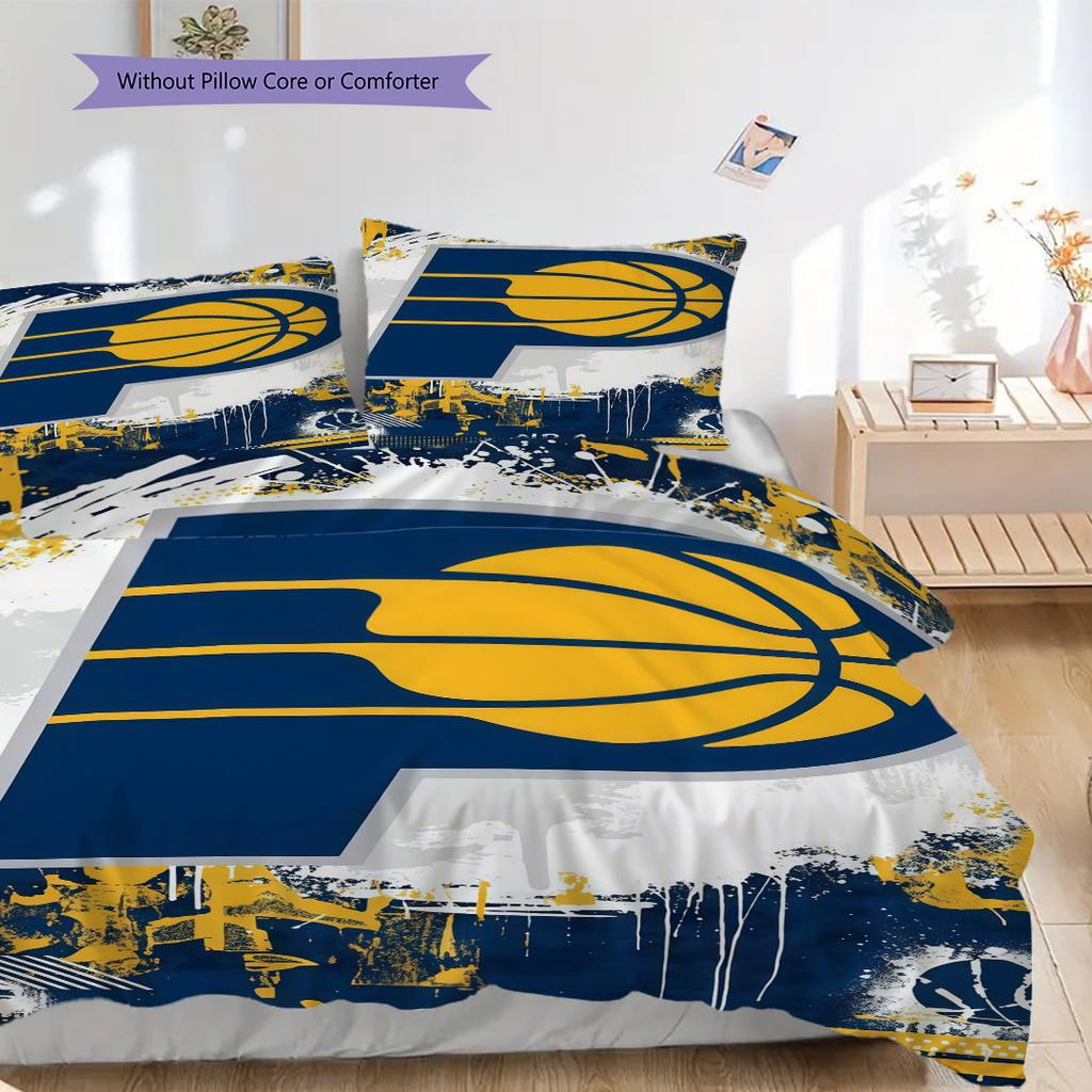 Indiana Pacers Bold Dynamic Bedding(1 * duvet cover + 2 * pillowcase, without core) Duvet cover and pillowcase Soft and comfortable