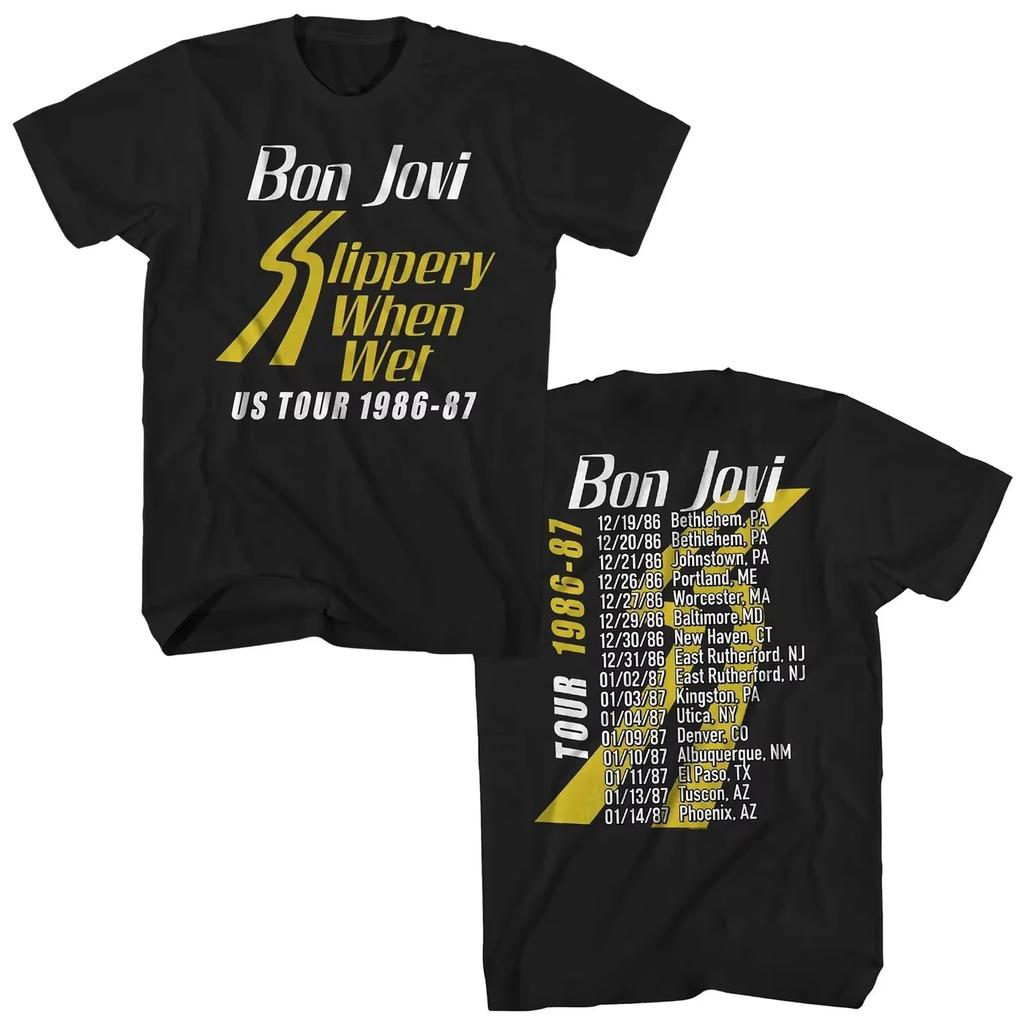 2026 Горячая Распродажа Футболка Bon Jovi Логотип Сердце и Кинжал Футболка Bon Jovi Футболка Унисекс Унисекс Хлопок Повседневная Свободная Уличная Одежда Оверсайз Футболка