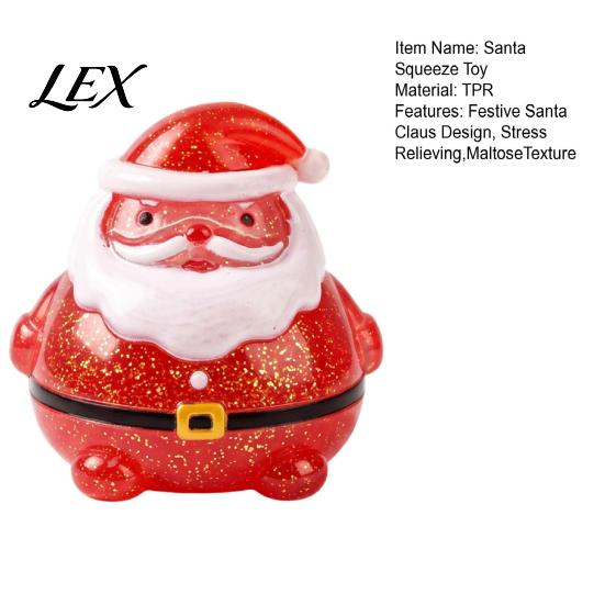 Christmas Party Decorations Prizes Santa Claus Squeeze Toy, Slow Rising Maltose Stress Relief Fidget with Glitter Sensory Toys Glitter, Soft TPR Pinch