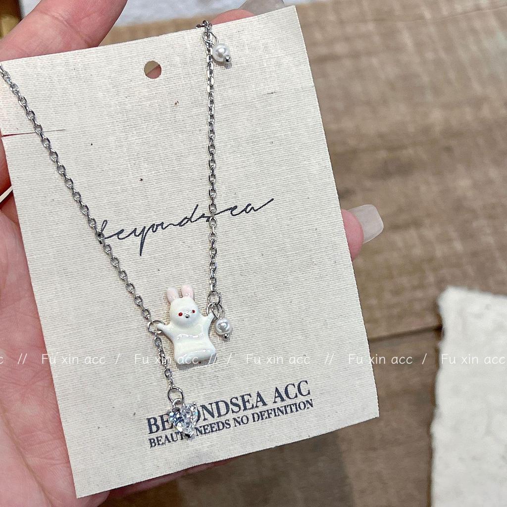 FX Милое ожерелье с подвеской в виде кролика-панды с кисточкой - Японский сладкий стиль чокер ключичная цепочка