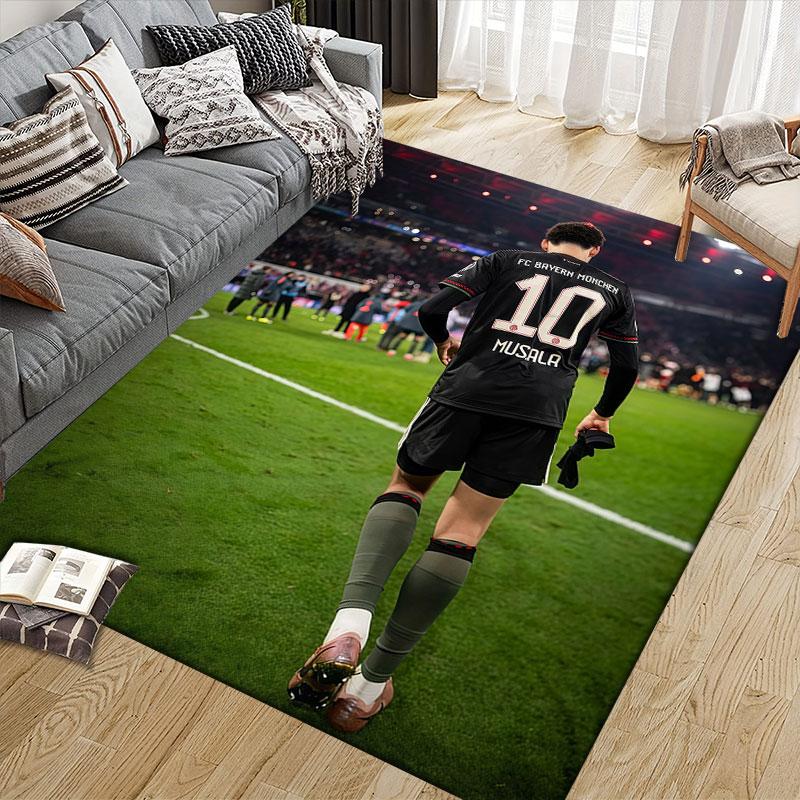 Musiala Flannel Printed Carpet, Home Sofa Decoration for Living Room & Bedroom, Non‑Slip Play Flannel Floor Mat for Game Room