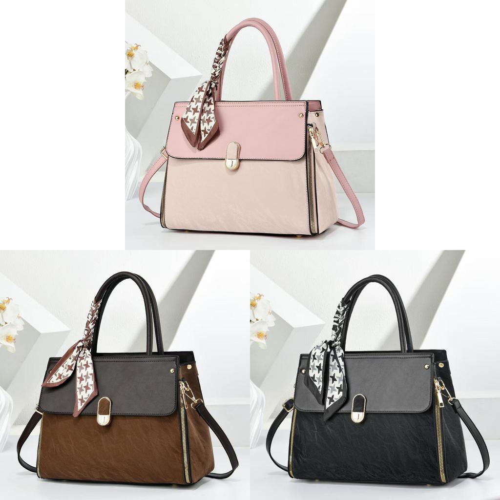 Casual Fashion Pu Bag For Women With Contrast Stitching And Spacious Storage