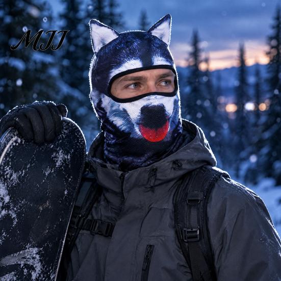 Face Mask with Ears 3D Animal Balaclava, Cat Dog Snow Leopard for Balaclava Halloween, Cosplay Full Cover Outdoor Cycling Skiing Unisex