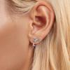 Silver hummingbird earrings with flowers, 925 silver studs