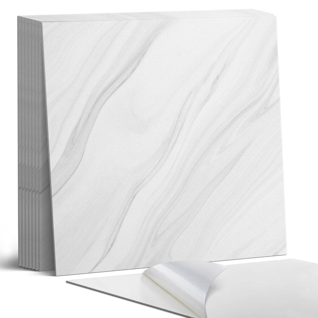 Ready-to-install vinyl tiles with decorative print, marble pattern with waves, 9x30x30 cm