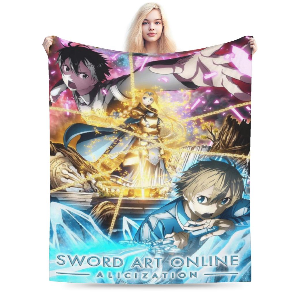 Sword Art Online Кирито Асуна Пледы Ультрамягкий Флис Уютный Подарок Плед Плюшевое Тонкое Одеяло