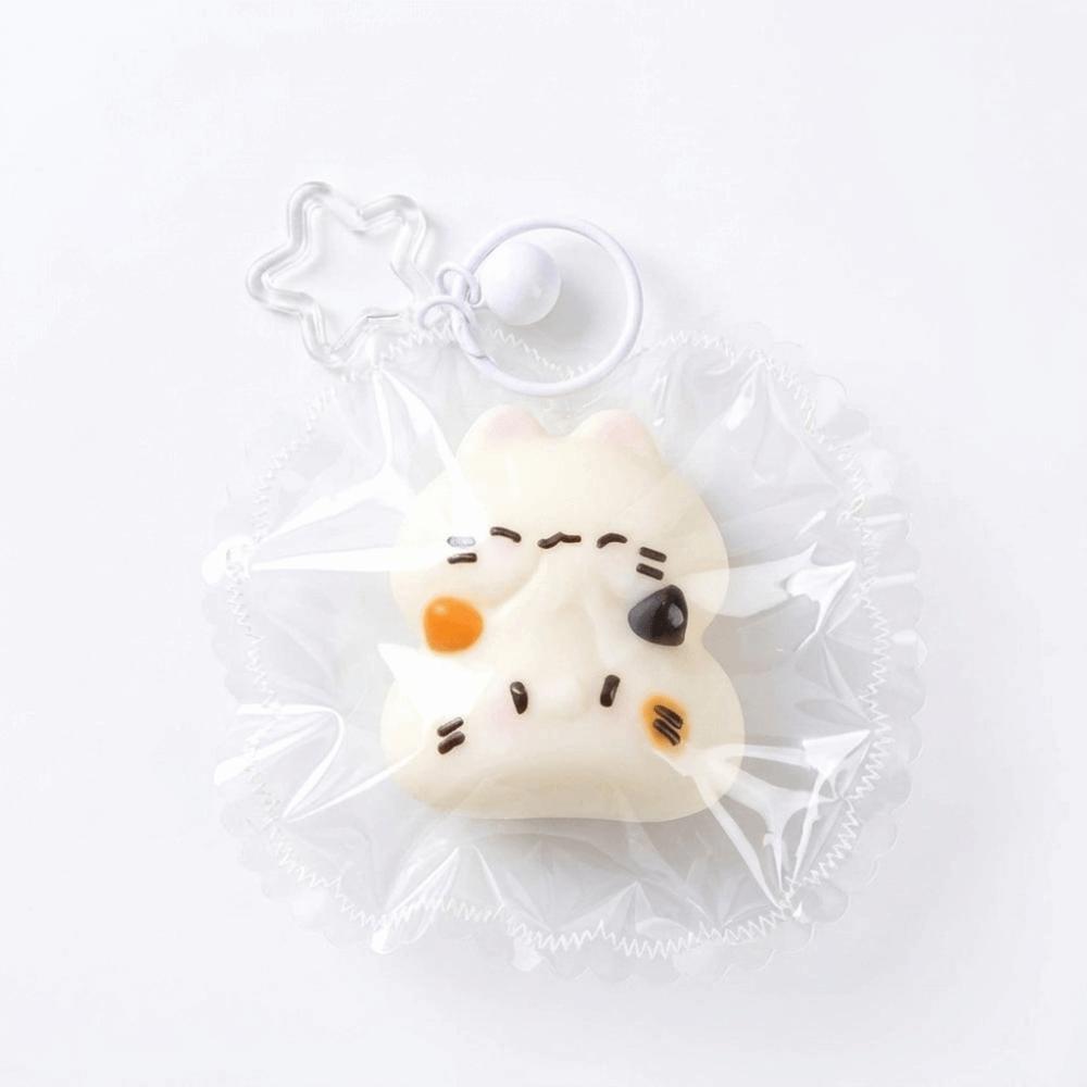 Soft Cat Shape Squeeze Keychain Food-Grade Silicone Fidget Toy Squishy Pendant Hand Relaxation