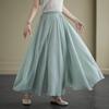 Cotton Linen Plus Size High Waist Vintage Summer Casual Loose Long Woman Skirt
