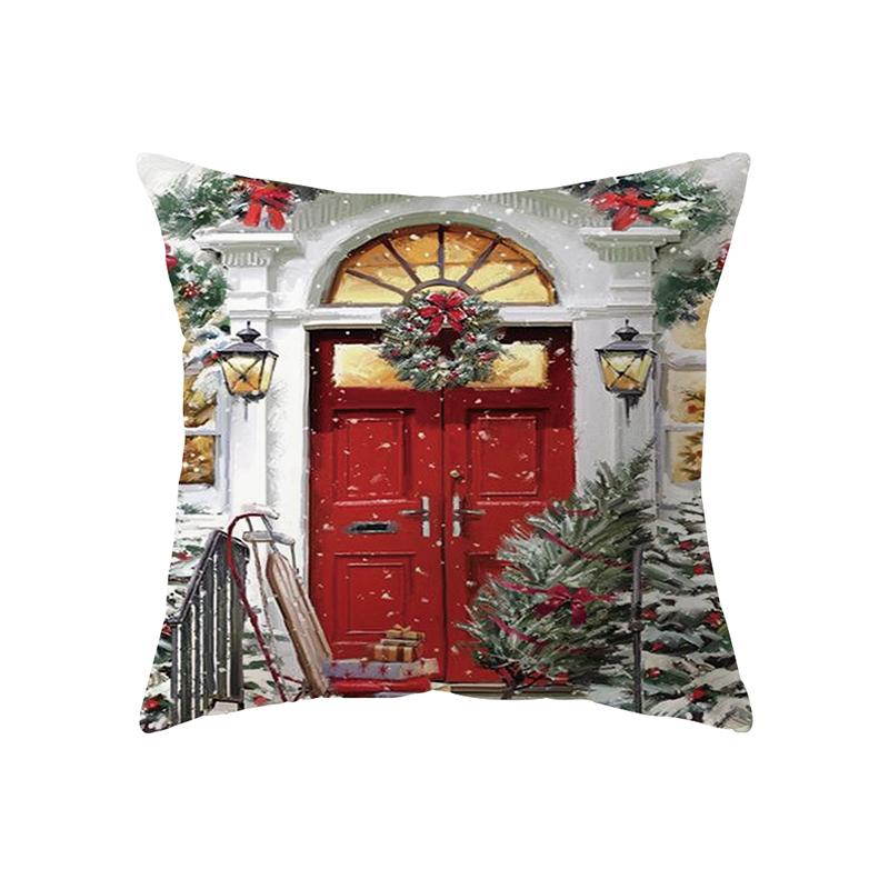 Чехлы для подушек с веселой рождественской атмосферой и принтом для дома, гостиной, украшения дивана, квадратная подушка, наволочка