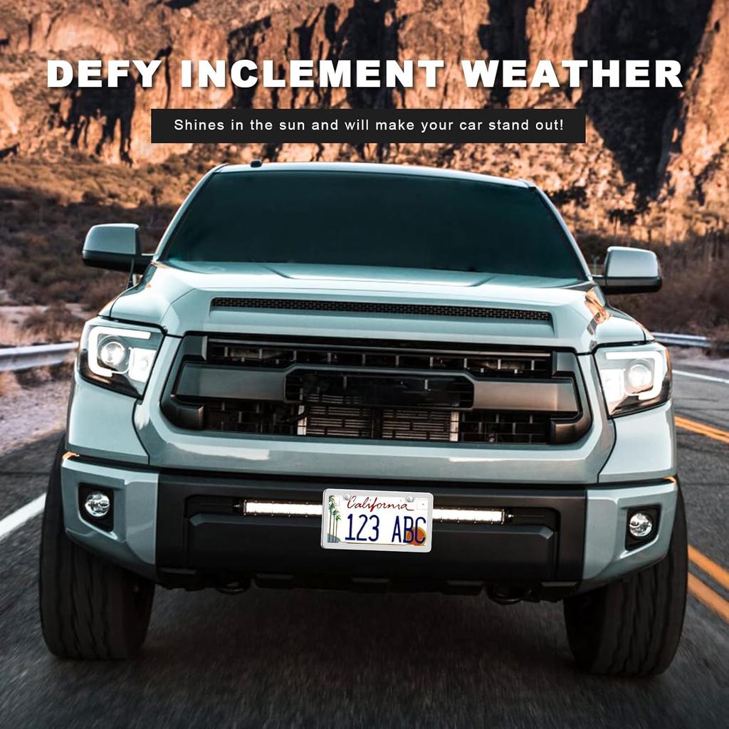 2PCS License Plate Frames, 2 Holes Rust-Proof Metal Car Tag Holder with Washers Screws Chrome Caps, Heavy Duty Stainless Steel Polished Frame for