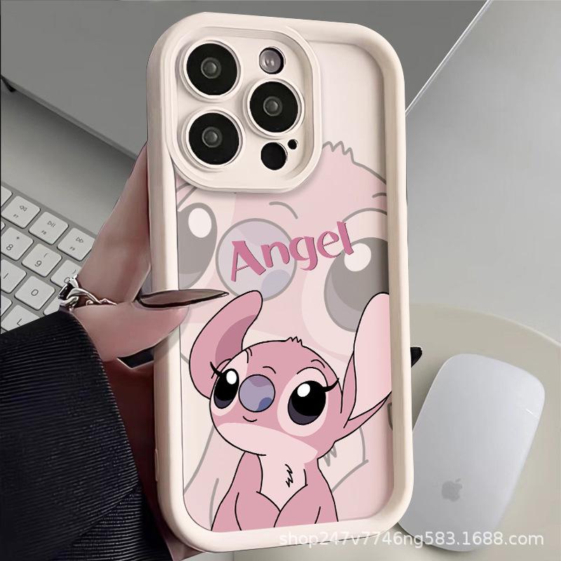 Мультяшный чехол для телефона Stitch & Angel для пары на iPhone 15 Pro Max, 13/14, XR, 12